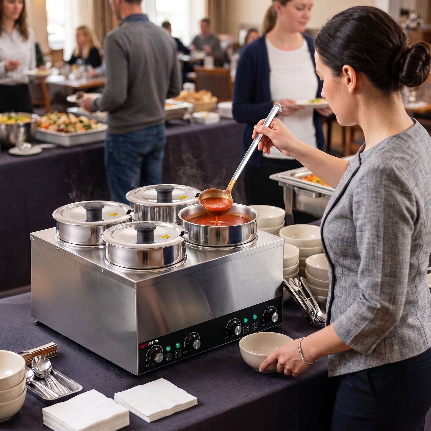 Electric Soup Station Bain-Marie Stainless Steel 14L 600W BHPV35-4