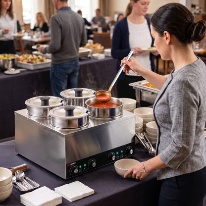 Electric Soup Station Bain-Marie Stainless Steel 14L 600W BHPV35-4