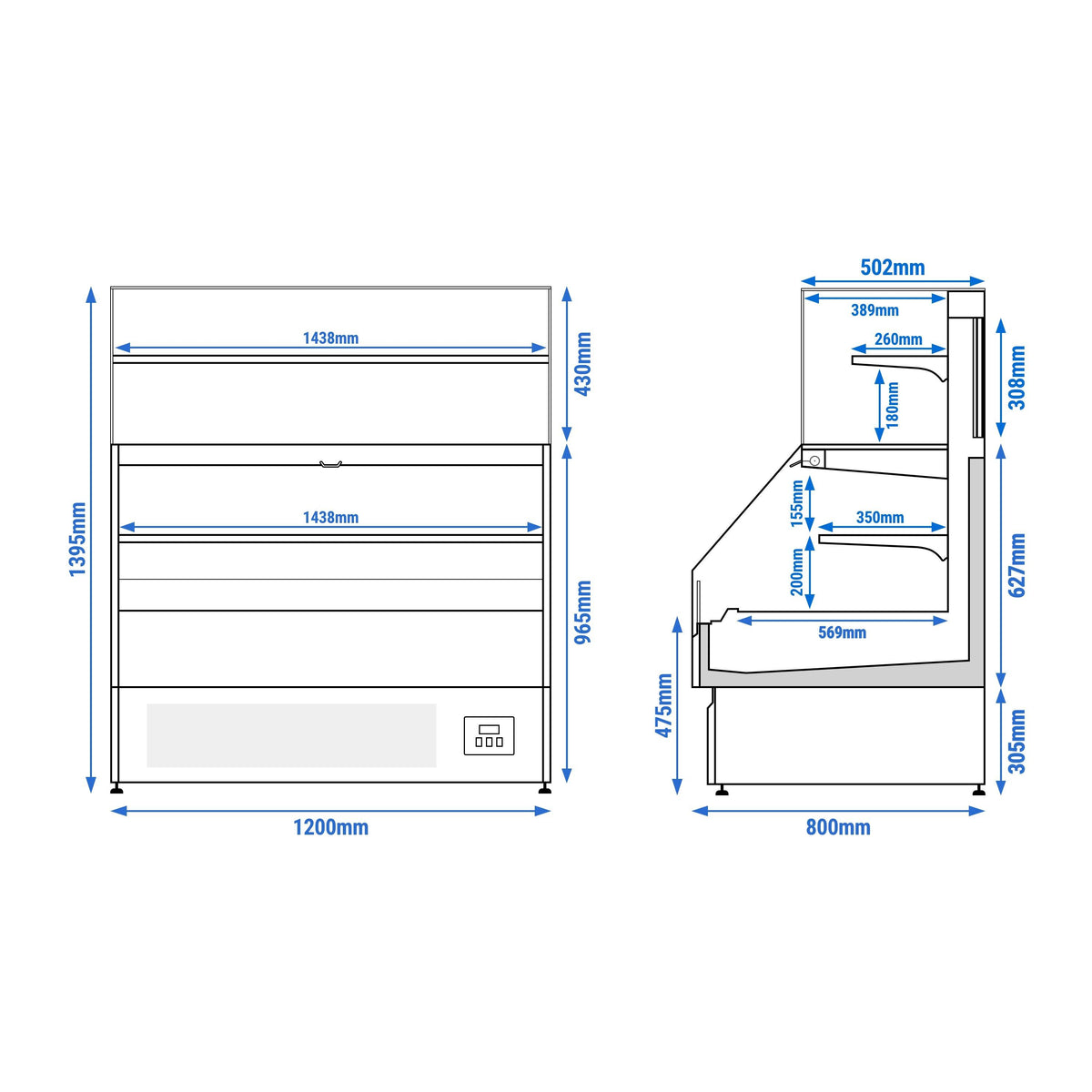 Commercial Refrigerated Counter Display 650W 230V VTBL128N