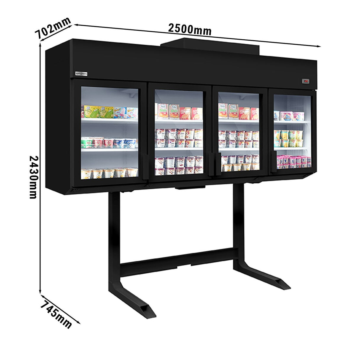 Refrigerated Wall Display Freezer 2500mm 650L 1.90kW Black WTRU25S