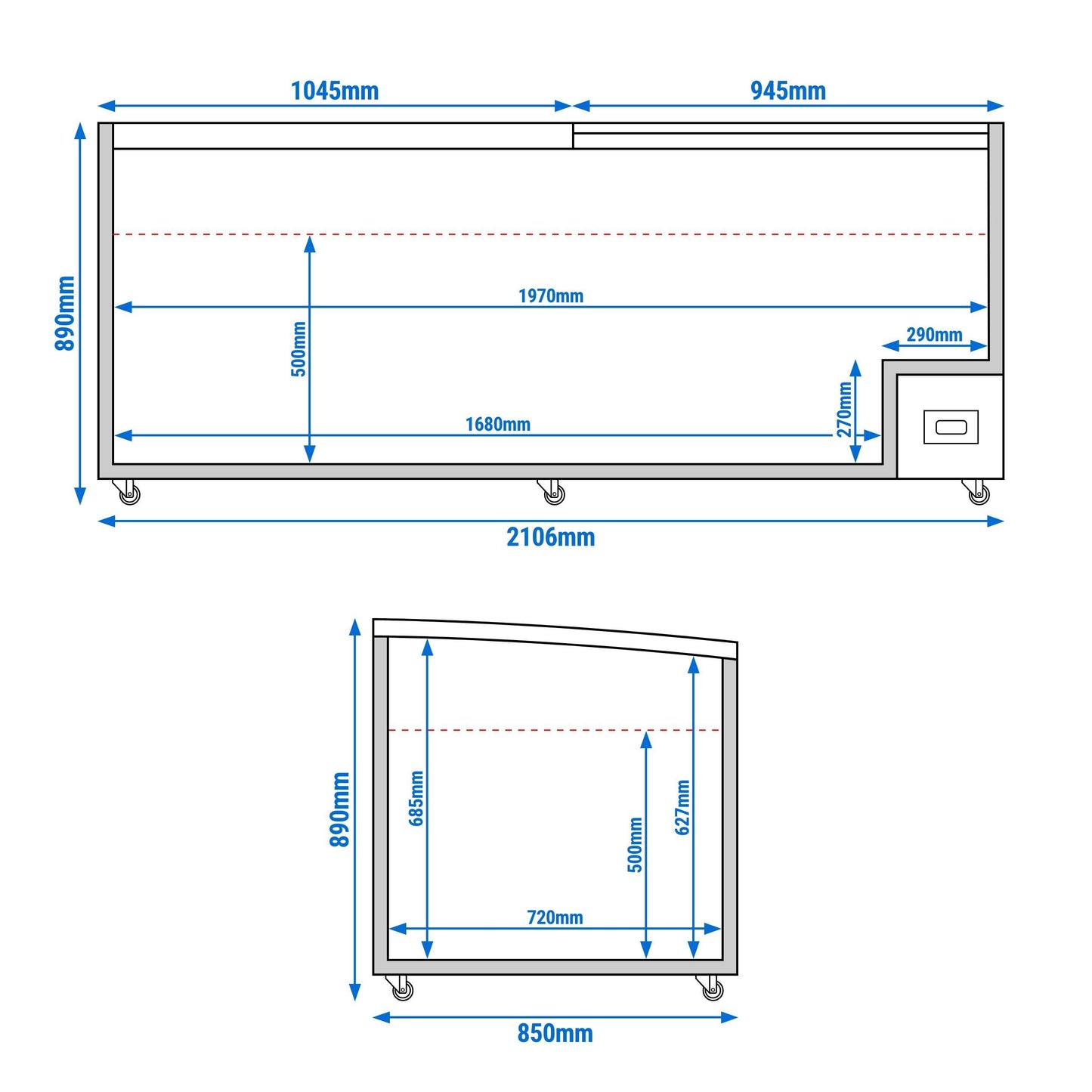 Refrigerated Display Island 2106mm 483L 352W Black TKIU21S