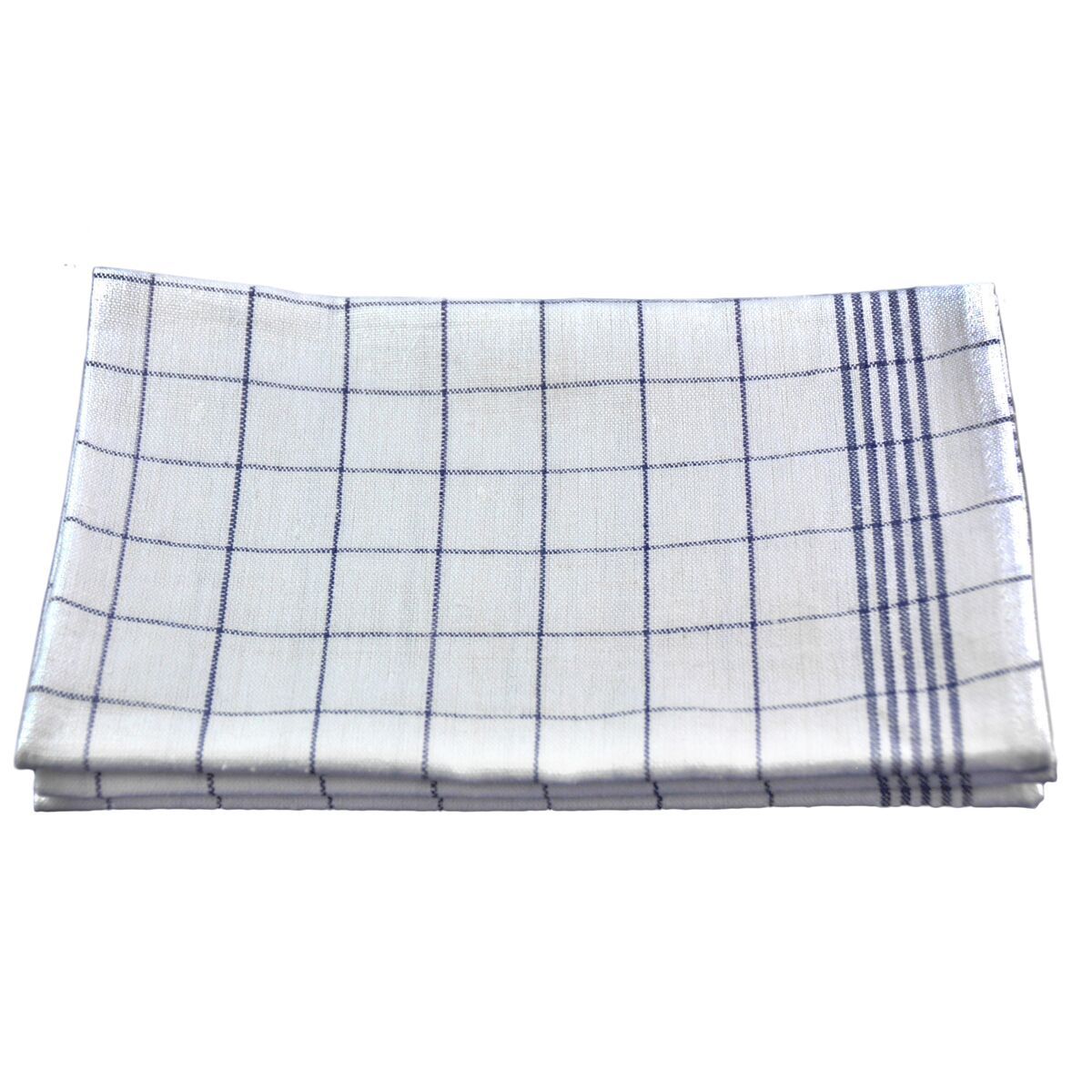 Linen and Cotton Kitchen Towels 10 Pack Blue Checked GTH157BK