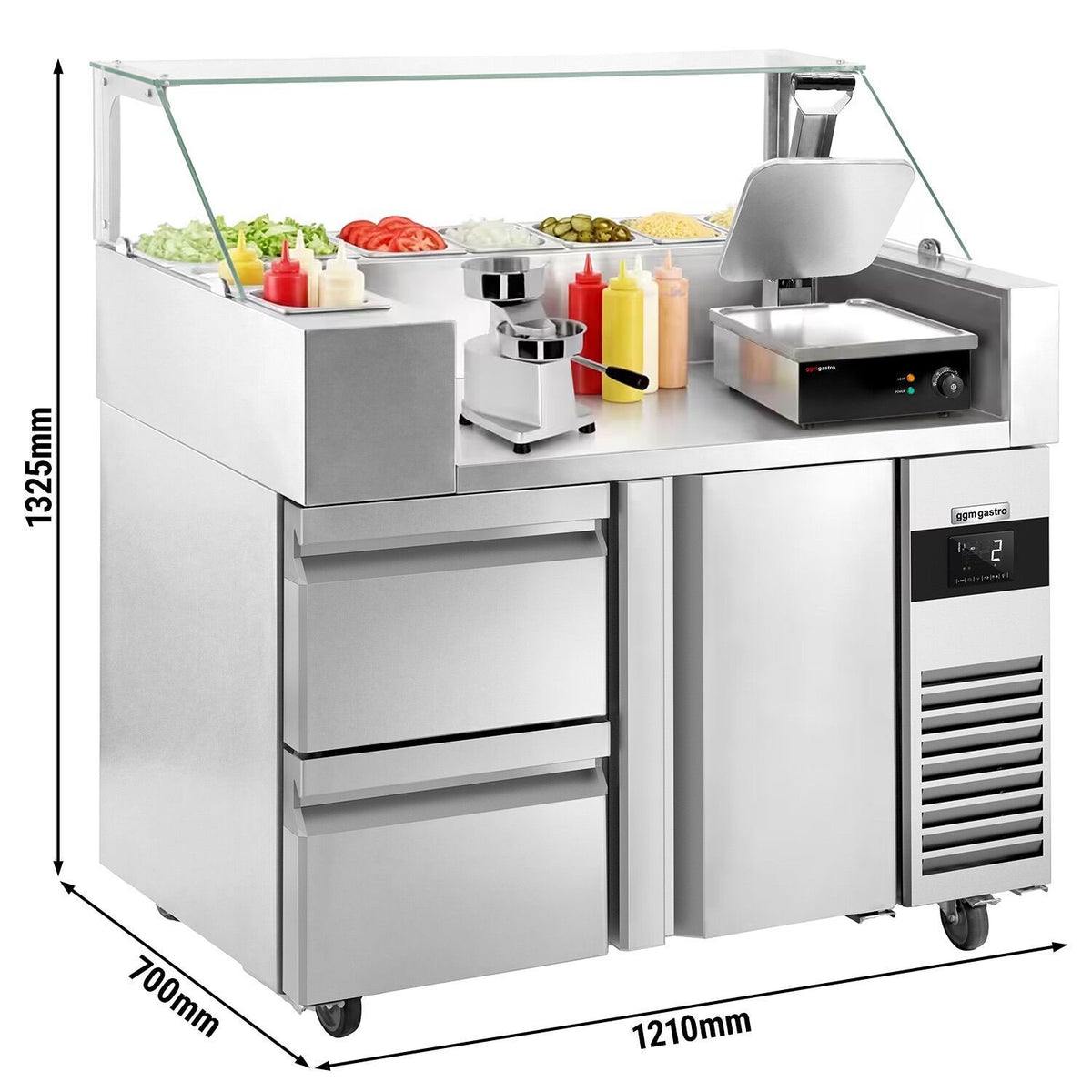 Refrigerated Preparation Table 1 Door 2 Drawers ZBF127DN#KGJ12#HM#SBF
