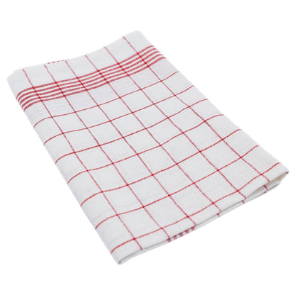 Linen Cotton Kitchen Tea Towels 10 Pack Red Check GTH157RK