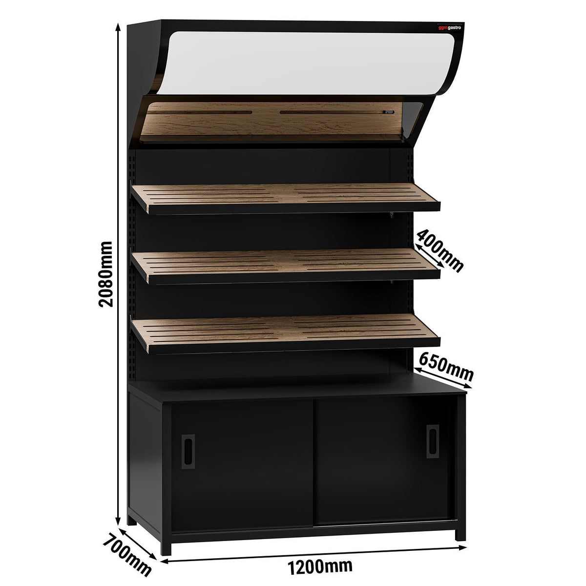 Bread Display Unit 3 Shelves Black 1200mm BRK1200