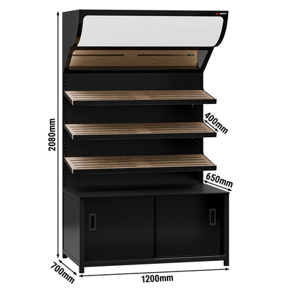 Bread Display Unit 3 Shelves Black 1200mm BRK1200