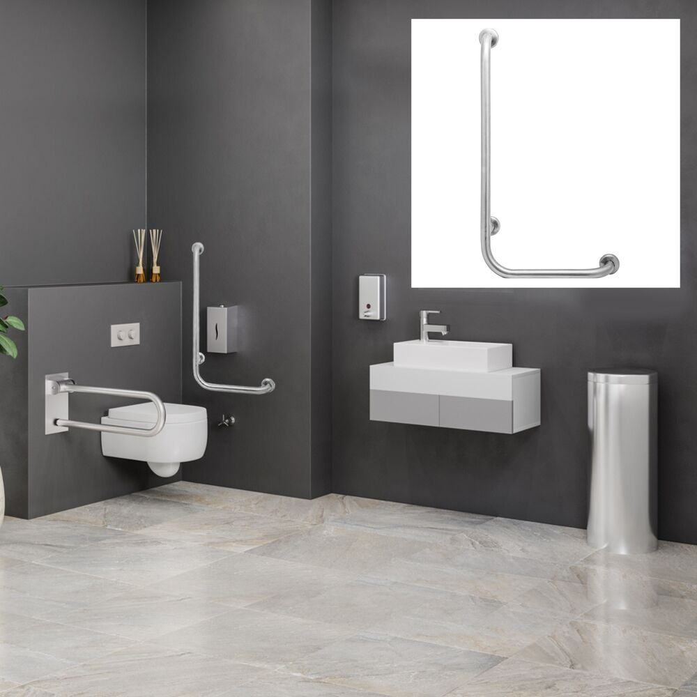 Wall Mounted Angled Bathroom Grab Bar 420 mm Stainless Steel