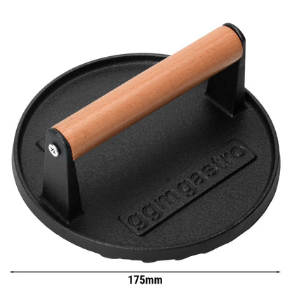 Smash Burger Press Cast Iron Grooved 175mm BPS175
