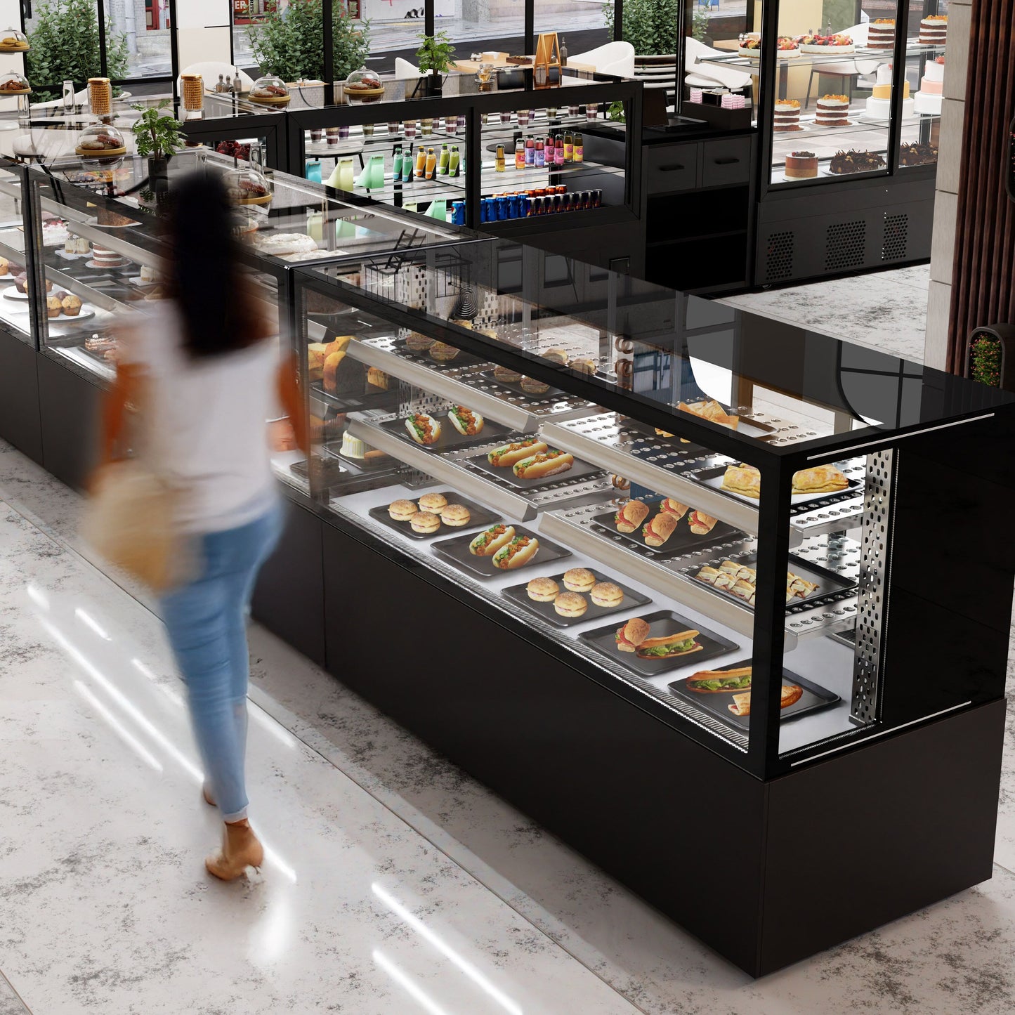 Refrigerated Display Case Double Glazing 735L Matt Black KTFG207SM