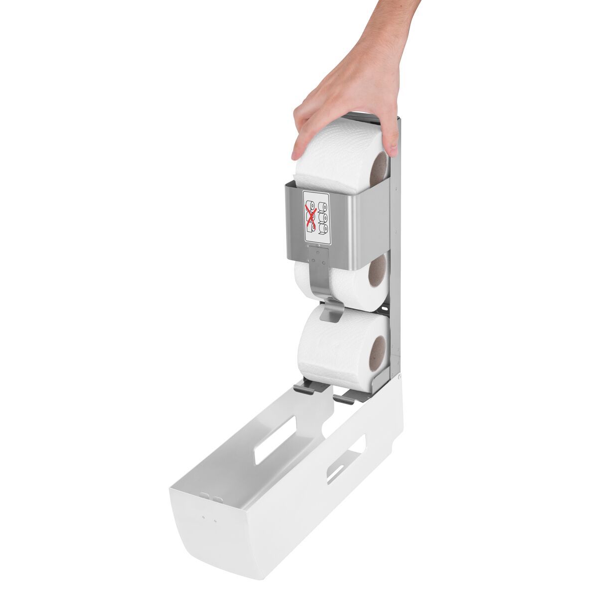 Wall Mounted Toilet Paper Dispenser 3 Rolls Stainless Steel White