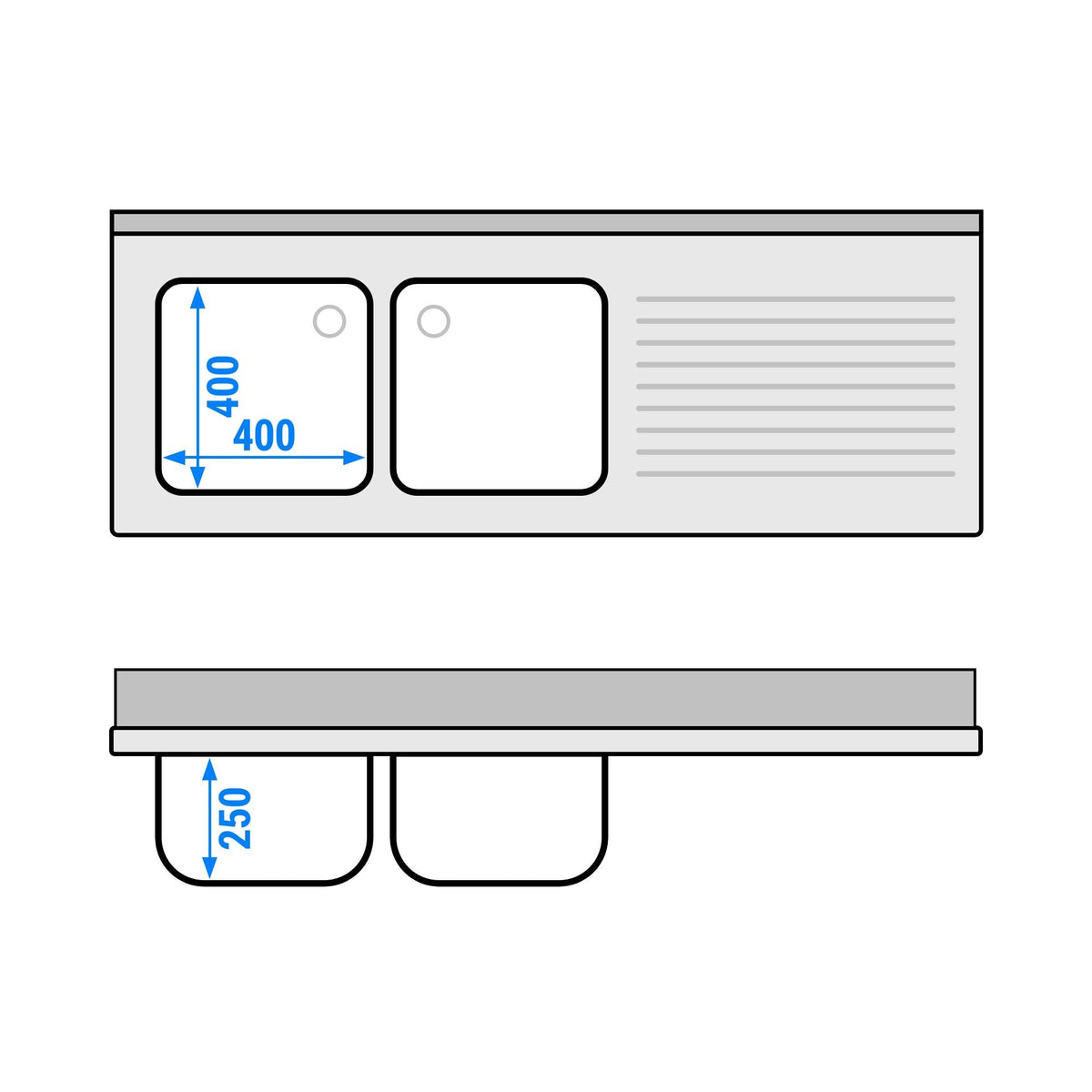 Commercial Dishwasher Sink with Cupboard 1600x600x970mm