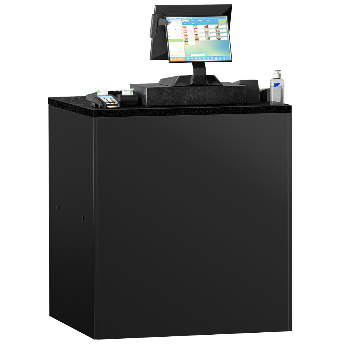 Cash Register Counter Black Marble Top 800mm Matt Black KTKG87SM