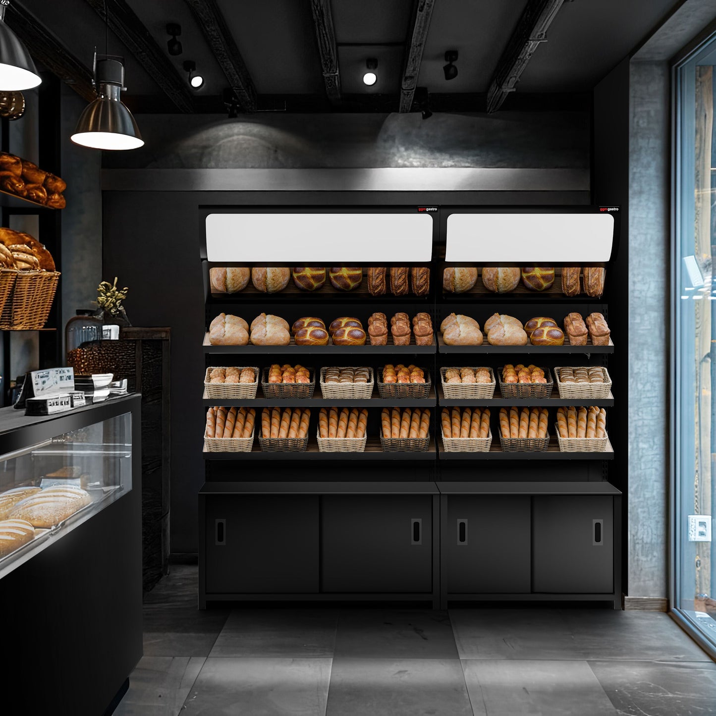 Bread Display Unit 3 Shelves Black 1200mm BRK1200
