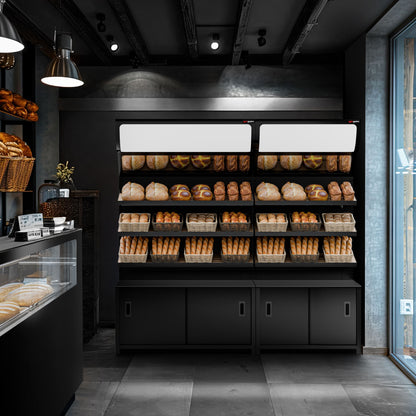 Bread Display Shelf 3 Shelves 900mm Black BRK900