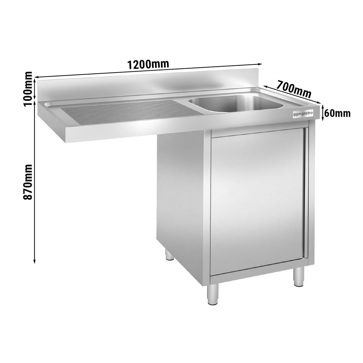 Commercial Dishwasher Sink Cabinet 1200x700x970mm
