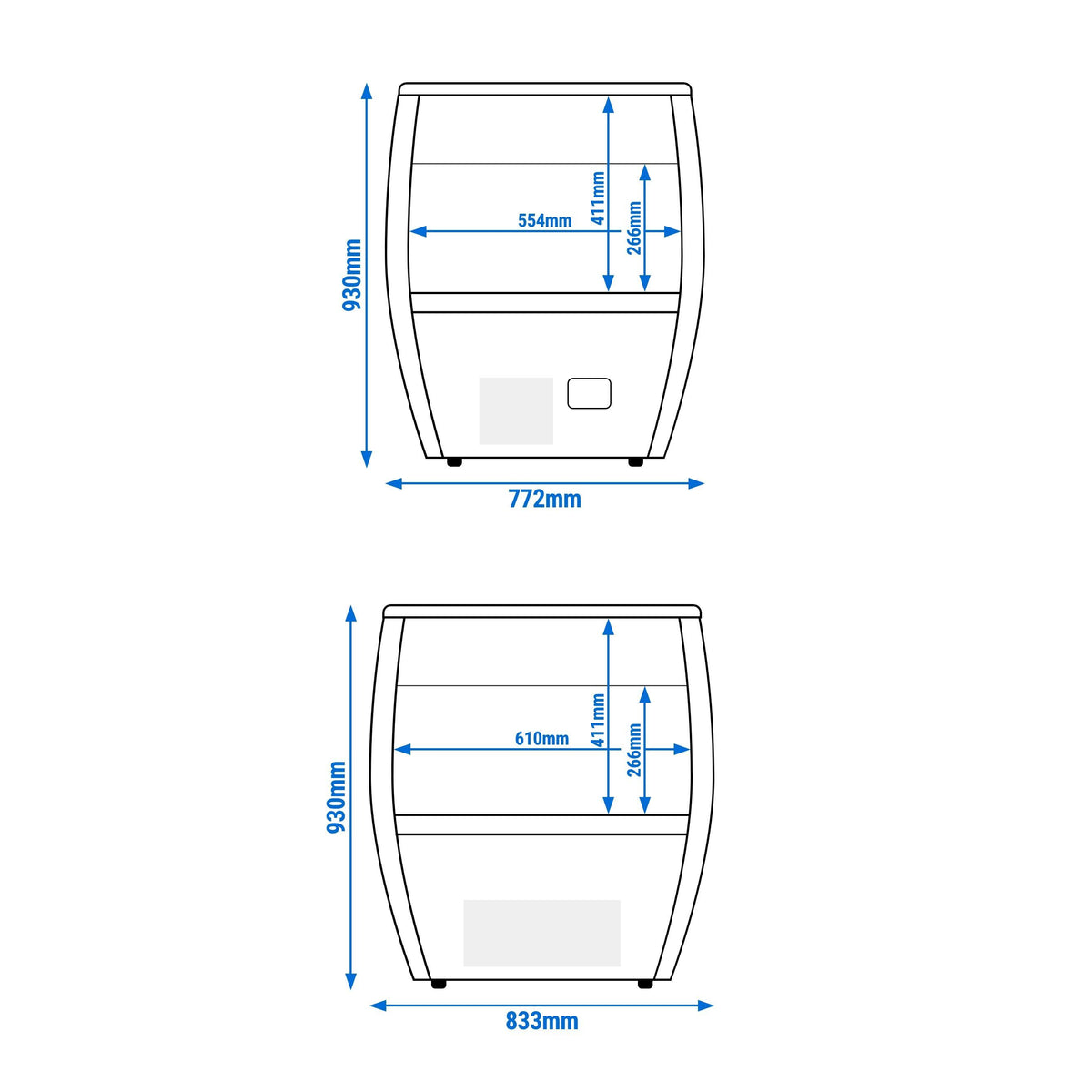 Refrigerated Display Island 772mm 87L 335W Black TTS87GS
