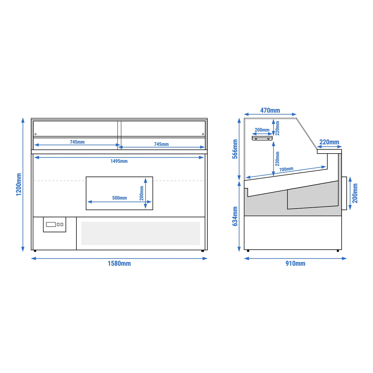 Commercial Refrigerated Counter Display 500W 230V KTBL159