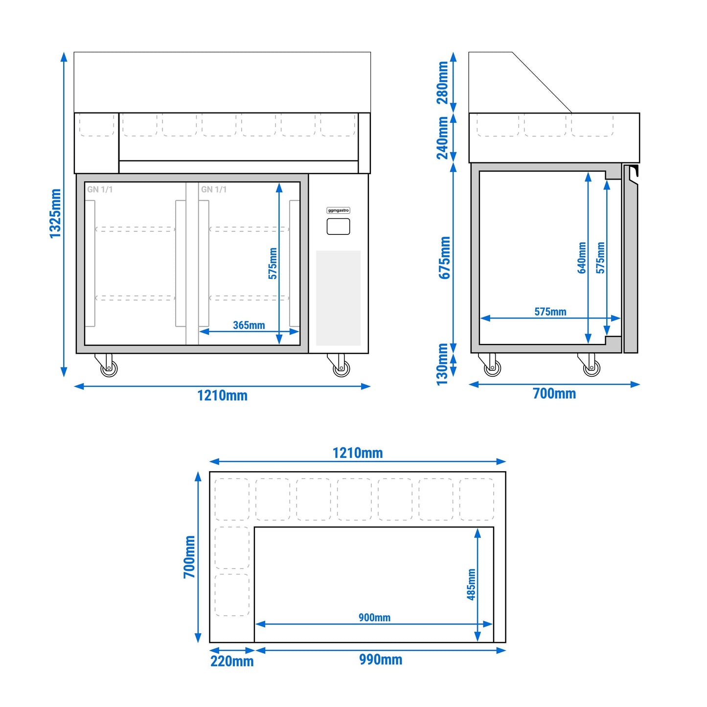 Refrigerated Preparation Table 1 Door 2 Drawers ZBF127DN#KGJ13#HMH130