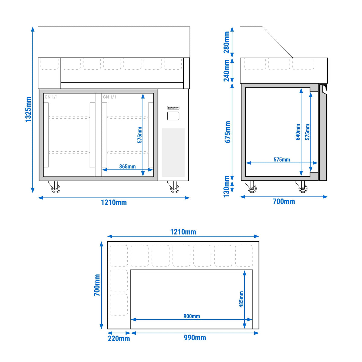Refrigerated Preparation Table 1 Door 2 Drawers ZBF127DN#KGJ13#HMH130
