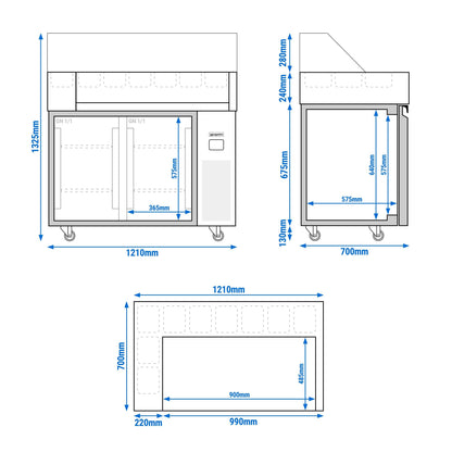 Refrigerated Preparation Table 1 Door 2 Drawers ZBF127DN#KGJ13#HMH130