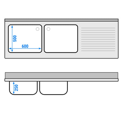 Commercial Dishwasher Sink with Cupboard 2000x700x970mm