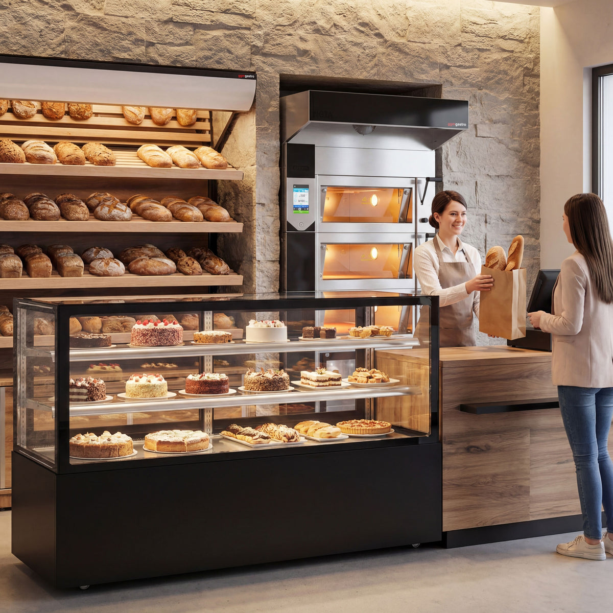 Refrigerated Pastry Display Case Double Glazing 620L Matt Black KTGSF157SM